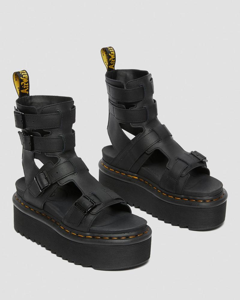 Sandalias De Gladiador Dr Martens Giavanna Cuero Plataforma Mujer Negros | MX 491HAP